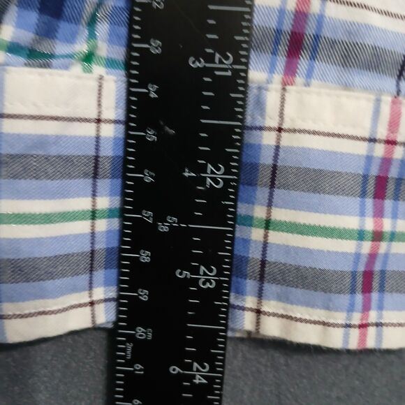 Talbots Women XL Plaid Metallic Stripes Button Up Long Sleeve Shirt - Picture 10 of 10